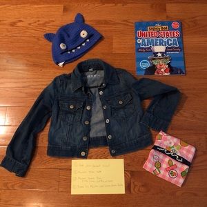 Gap Jacket Sz S, Monster Hat & Snack bag, US book